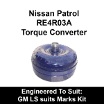 Billet Extended Heavy Duty Torque Converter to suit Nissan Ribbed RE4 4 Speed behind a GM LS V8