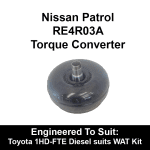 Billet Heavy Duty Torque Converter to suit Nissan RE4 4 Speed behind Toyota 1HZ, 1HD-FT and 1HD-FTE Diesels