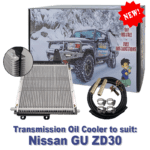 Heavy Duty Transmission Oil Cooler Kit with added Power Steering Cooler to suit Nissan GU Patrol ZD30 with 4 Speed Auto